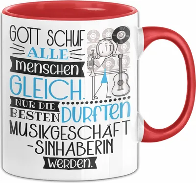 Produktbild von Musikgeschäftsinhaberin Geschenk Becher Tasse Gott Schuf Alle Menschen Gleich Nur Die Besten Durfeten Musikgeschäftsinhaberin Werden Geschenkidee Lustig (Rot)