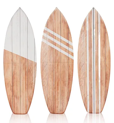 Immagine prodotto di Decorazioni a forma di tavola da surf, 80 x 25 cm, confezione da 3, in legno, per decorazioni murali