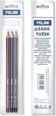Zdjęcie produktu dla Ołówek grafitowy Milan (HB, 2B, H) bez gumki, 3 szt