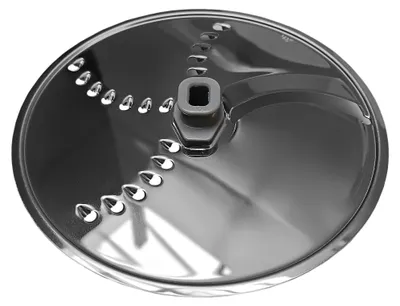 A close-up, studio shot of a food processor blade.
