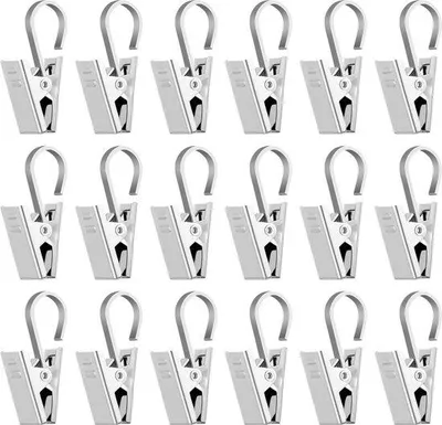 Produktbild von 24 Metallklammern mit Haken für Vorhänge und Lichterketten