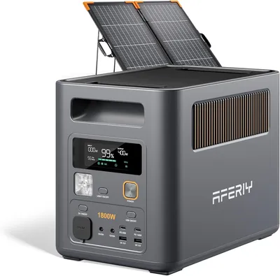 Produktbild von AFERIY P180 Pro 1800 W 1024 Wh Powerstation mit 100 W bifazialem Solarpanel, erweiterbar auf 5120 Wh, für Camping und Wohnmobil