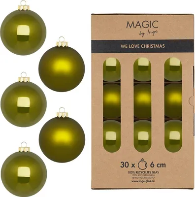 Produktbild von Weihnachtskugeln Glas 6cm 30 Stück - Green Olives