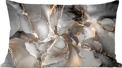 Produktbild von MuchoWow® Zierkissen Sofakissen Wohnzimmer Dekokissen 50x30 cm Grau - Luxus - Gold - Marmor - Wohnzimmerdekoration - Polster mit Photo