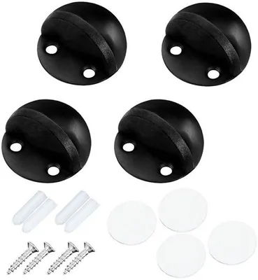 Obrázok produktu pre Nerezové dverové zarážky, balenie po 4 ks, gumové, 4,5 x 2,6 cm, samolepiace