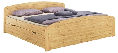 Produktbild von Funktionsbett Doppelbett 3 Bettkasten 180x200 Senioren Ehebett Massivholz Zubehör wählbar V-60.50-18Rollrost und Matratze inkl.