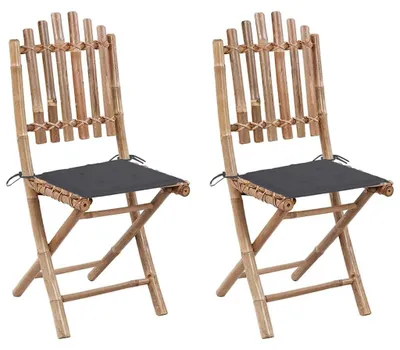 Produktbild von Set aus 2 klappbaren Gartenstühlen aus Bambus