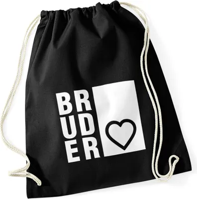 Produktbild von Turnbeutel Bruderherz Bruder Geschenk Geburtstag Geschwister Gymbag Moonworks® schwarz unisize