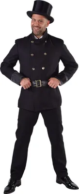 A man in a chimney sweep costume posing for a photo.