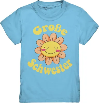 Produktbild von Große Schwester T-Shirt Blume Große Schwester Geschenk – Sky Blue / 110/116 (5-6)