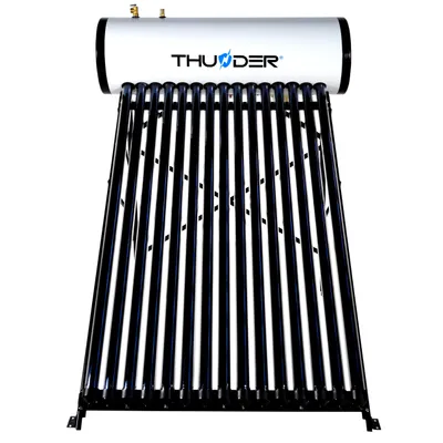 Immagine prodotto di THUNDER Collettore solare sottovuoto Heat Pipe 150 l 15 tubi scaldacqua solare acciaio inox SUS304 serbatoio acqua calda nero
