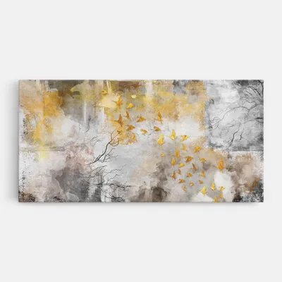 Produktbild von ARTHUB® Leinwandbild 60x120 cm, Gold Birds Flying | Wohnzimmerdekoration, Hängende Bilder, Wanddekoration, Heimdekoration, Abstrakte, Abstrakte Kunst