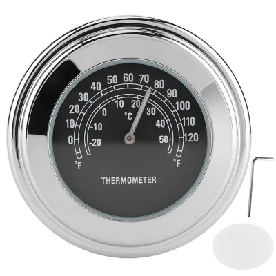 Produktbild von 1 Zoll 7/8 Zoll Lenkerhalterungsthermometer -20 ℃ - 50 ℃ Messzifferblatt wetterfest für Motorrad (schwarz)