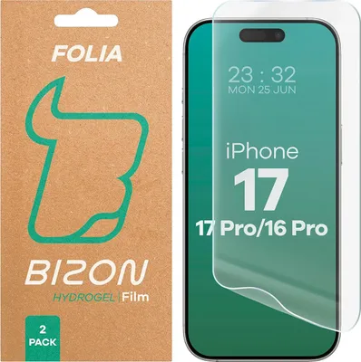 A product package for a screen protector, with a phone screen shown on the right.