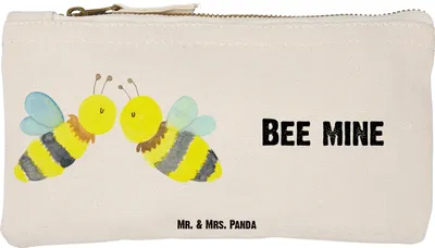 Produktbild von Mr. & Mrs. Panda aufbewahrungstasche Biene Liebe Größe S Klein - Weiß - Geschenk, Federmappe, Kosmetiktasche, Kosmetikbeutel, Mäppchen, Kulturbeutel, Stifteetui