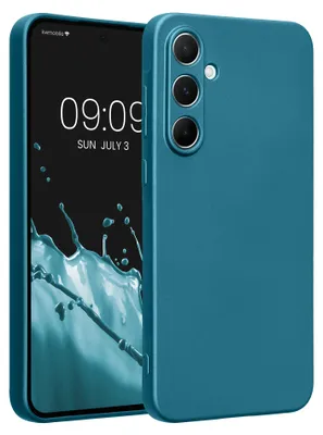 Produktbild von kwmobile Handyhülle für Samsung Galaxy A55 5G Hülle - weiche Silikon Case metallisch schimmernd - Schutzhülle Cover - Metallic Karibikblau