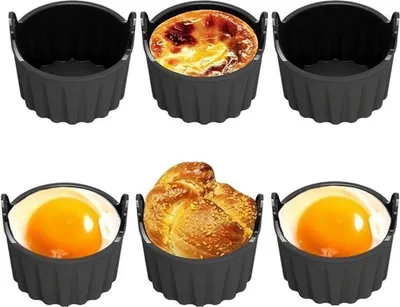 Sechs wiederverwendbare Silikonbackformen für Airfryer und Ofen, ideal für Muffins, Cupcakes und Eier