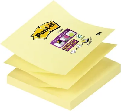 Immagine prodotto di Post-it® SuperSticky R330-12SS-CY Super Sticky Z-Notes - 76 x 76 mm, giallo, 12x 90 fogli