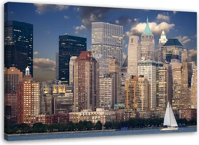 Produktbild von Leinwandbild new yorker stadtarchitektur 120x80 cm Feeby blau wandbild bereit zum aufhängen