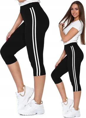 Produktbild von Damen Leggings 3/4 Lampas High Waist Blickdicht Schwarz Weich MORAJ L/XL