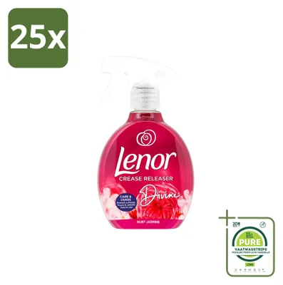 Imagen del producto de 25 unidades de Lenor Suavizante para Planchar y Perfumar Ropa, Aroma Divine Ruby Jasmine, 500 ml - Paquete grande