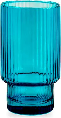 Immagine prodotto di Bicchieri in vetro a righe Bliss Blue, 45 cl, confezione da 6