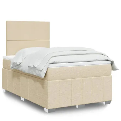 Produktbild von Boxspringbett mit Matratze Creme 120x200 cm Stoff, Klassische Betten 2024 Neu DesignMöbel