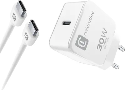 Image de Cellularline USB-C Charger Kit 30W Smartphone, Tablette Blanc Secteur Intérieure
