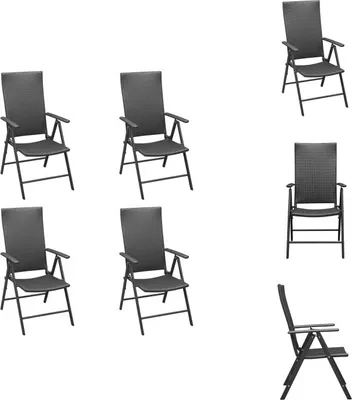 Image de vidaXL Chaises de jardin 4 pcs. Poly Rotin Noir - Chaises de jardin