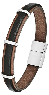 Produktbild von s.Oliver Herren-Armband Magnetverschluss Edelstahl Leder 21 cm - 566629