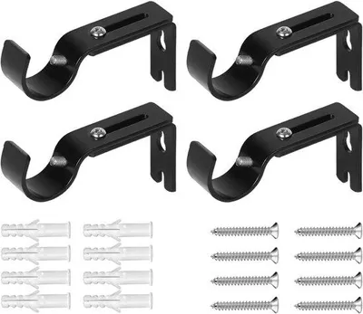 Produktbild von Robuste Metall Vorhangstangen Set schwarz 4-teilig