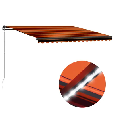 Zdjęcie produktu dla VidaXL Ręcznie rozkładany baldachim z diodą LED 450x300 cm pomarańczowo-brązowy