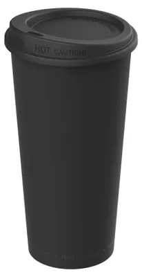 Produktbild von Schwarzer Kaffeebecher aus 100% recycelbarem Material, wiederverwendbar, spülmaschinengeeignet