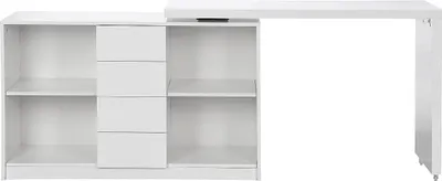 Produktbild von Klapptisch mit 360° drehbarer Platte - MDF - Weiß lackiert - PAVELO