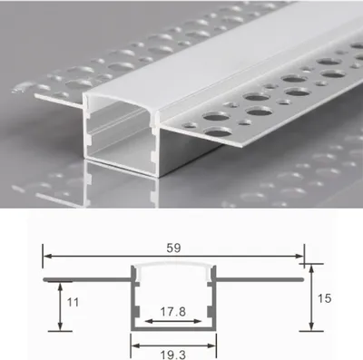 Produktbild von 2m LED Alu Profil Unterputz Rigips Trockenbau Schiene Kanalprofil mit Milchglas Abdeckung Kanal System für LED-Streifen Profil H-4