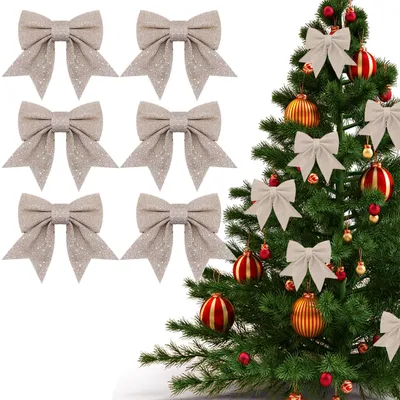 6 Weihnachtsschleifen, 6er-Pack, Dekoschleifen