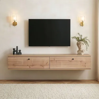 Image de CALICOSY - Meuble TV suspendu 2 abattants L160 cm - ROY
