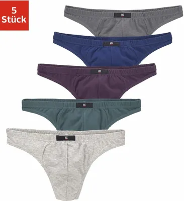 Produktbild von H.I.S. String 5 er-Pack grau-meliert, blau-grün, aubergine, blau, anthrazit Größe 6 (L)
