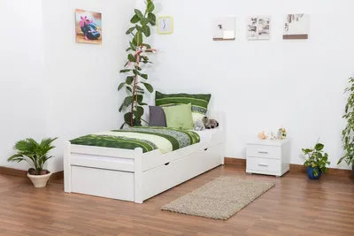 Produktbild von Bettgestell Schubladenbett Buche 90 x 200 cm Weiß