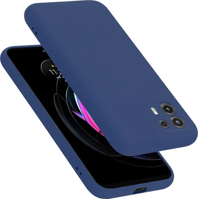 A blue phone case is shown on top of a smartphone.