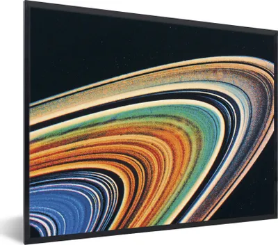 Produktbild von MuchoWow® Gerahmtes Poster Die Ringe des Saturn 40x30 cm - Poster mit Schwarzem Bilderrahmen Wandposter Rahmen Foto Bilder - Kunstposter - Wanddekorationen
