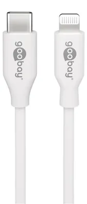 Image de Goobay Lightning vers USB-C, câble de charge et de synchronisation, charge rapide Apple jusqu'à 87 W, USB-C 480 Mbit/s, 2 m, blanc