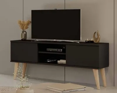 Zdjęcie produktu dla Nowoczesna Szafka Rtv Czarna 120 Cm, Skandynawski Styl - Elegancki Design