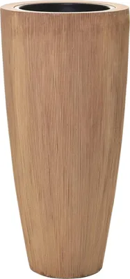 Image de VIVANNO Bac à plantes en fibre de verre CITY Rond, rayures beiges striées - 37x80 cm