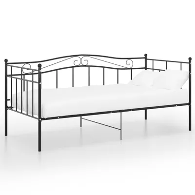 Image de Cadre de canapé-lit sans matelas noir métal 90x200 cm