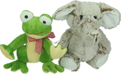 Produktbild von Betz Plüschtier Set FROSCH und ELEFANT 2 Stück Plüschtiere Kuscheltiere Stofftiere