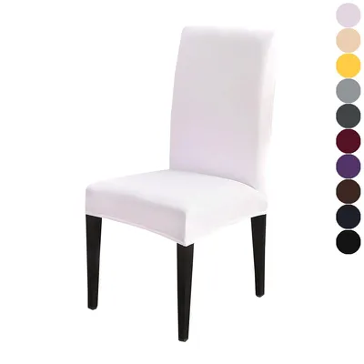 Produktbild von 2er Set Stretch Stuhlhussen Universal Stuhlbezug Stuhlüberzüge Hussen für Hochzeit Esszimmer Bankett Party Restaurant, Weiß