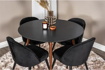 Produktbild von BOURGH Esszimmertisch PLAZA Ø100x75cm - runder Esstisch in schwarz/wallnuss