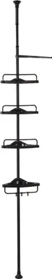 Produktbild von Hoppa! | Badezimmer-Eckregal | Verstellbar 85–305 cm schwarz mit 4 Schubladen und 3 Haken