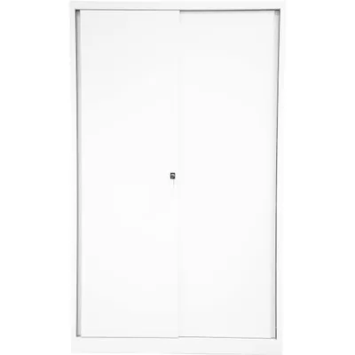Produktbild von BISLEY Bisley Schiebetürenschrank ECO 1.200 x 1.637 x 430 mm (B x H x T) 3 Fachböden Stahl verkehrsweiß